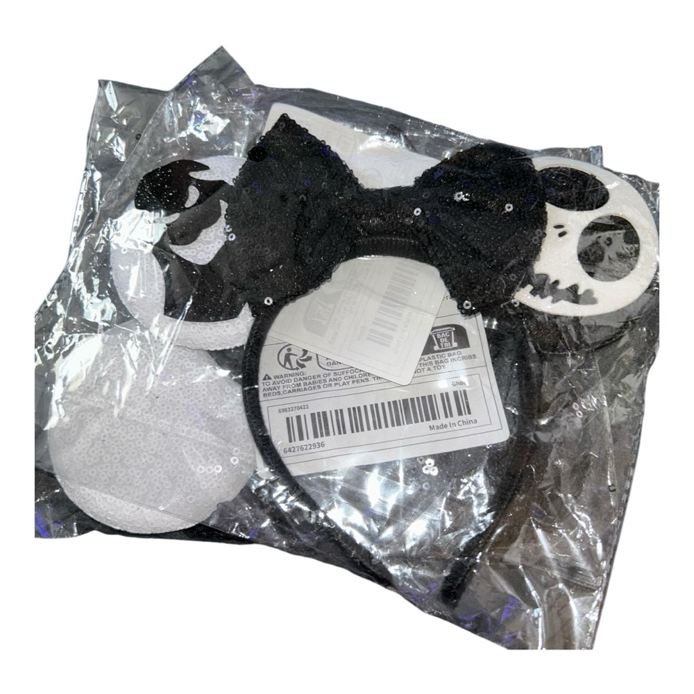 Nightmare Before Christmas Sequin Mouse Ears Headband One Size Black & W… - Picture 6 of 8